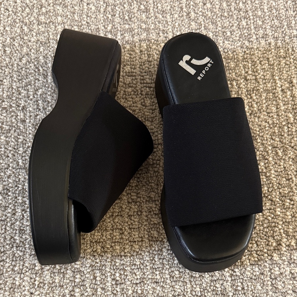 New Report Pearl Black Platform 90's Sandals Shoes 5.5 6.5 8.5 9